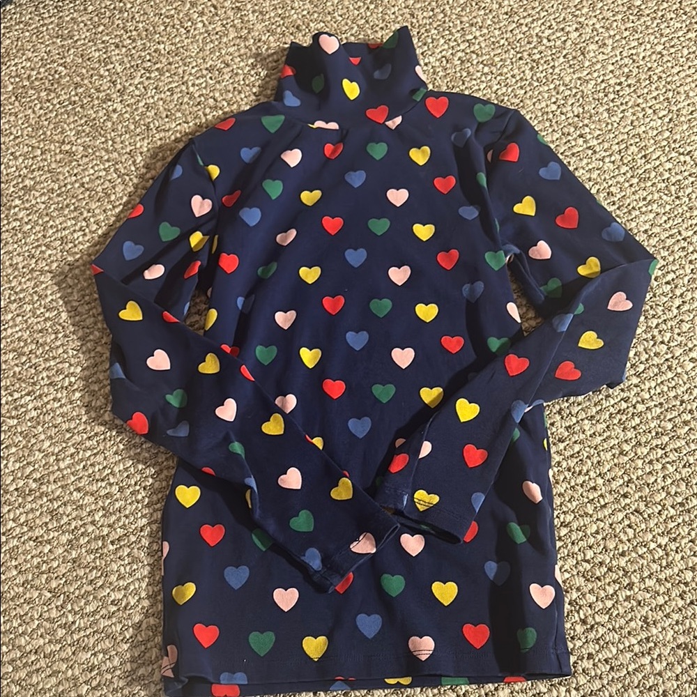 Roll Neck Supersoft Turtleneck in College Navy Hearts